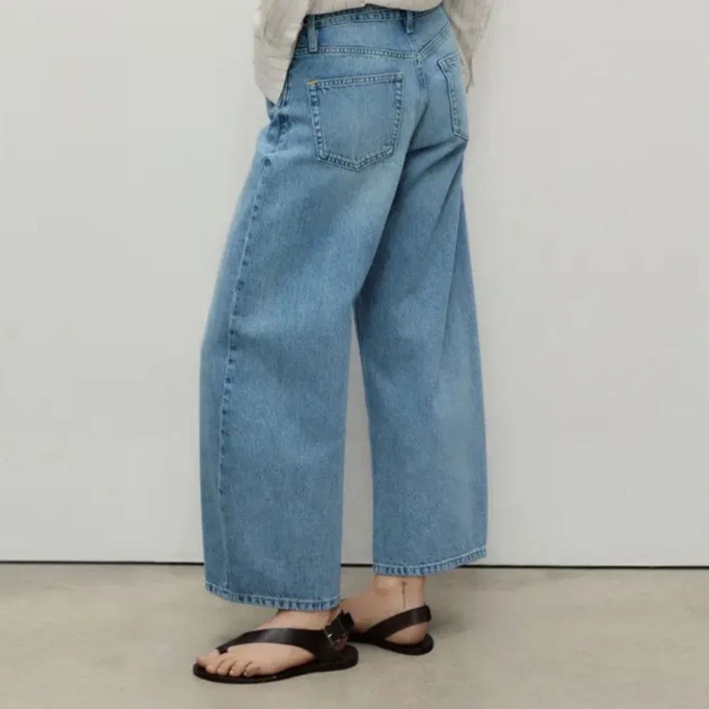 Mango Tie Waist Wide leg jeans Light Blue Denim with Zip Fly size 6 - Picture 10 of 12